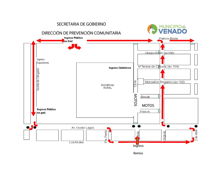 Plano de ingresos y zonas de estacionamiento