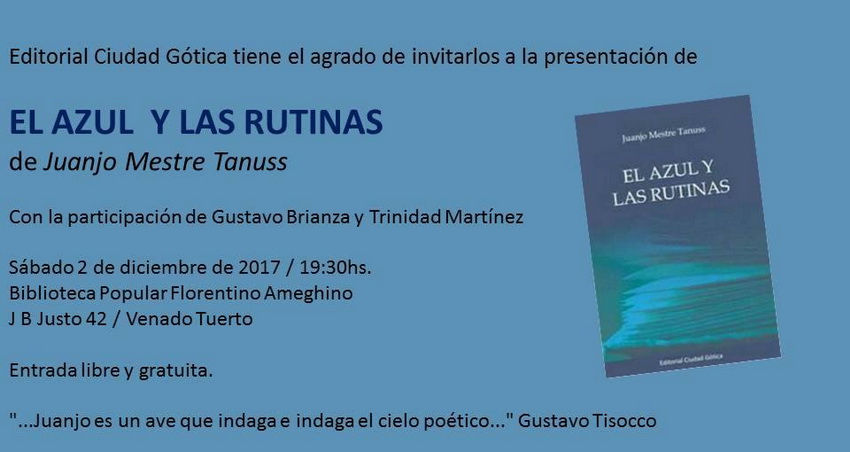 Juanjo Mestre presenta su libro “El Azul y las Rutinas”