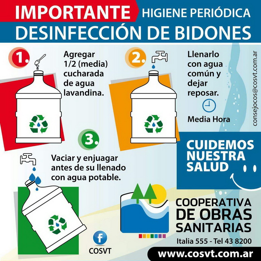 Recomendaciones desinfección de bidones