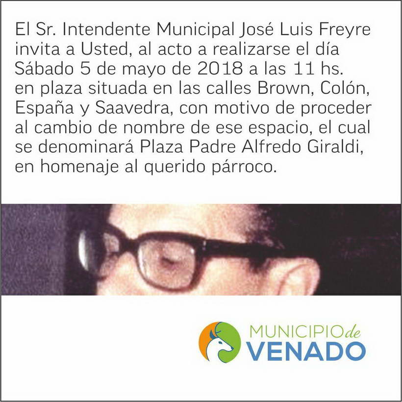 Acto cambio de nombre y denominación plaza «Padre Alfredo Giraldi»