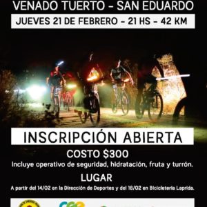 Cicloturismo nocturno Venado Tuerto- San Eduardo