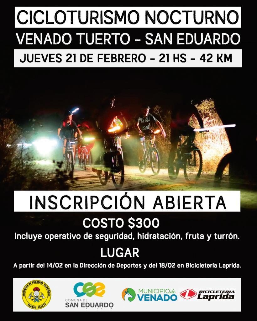 Cicloturismo nocturno Venado Tuerto- San Eduardo