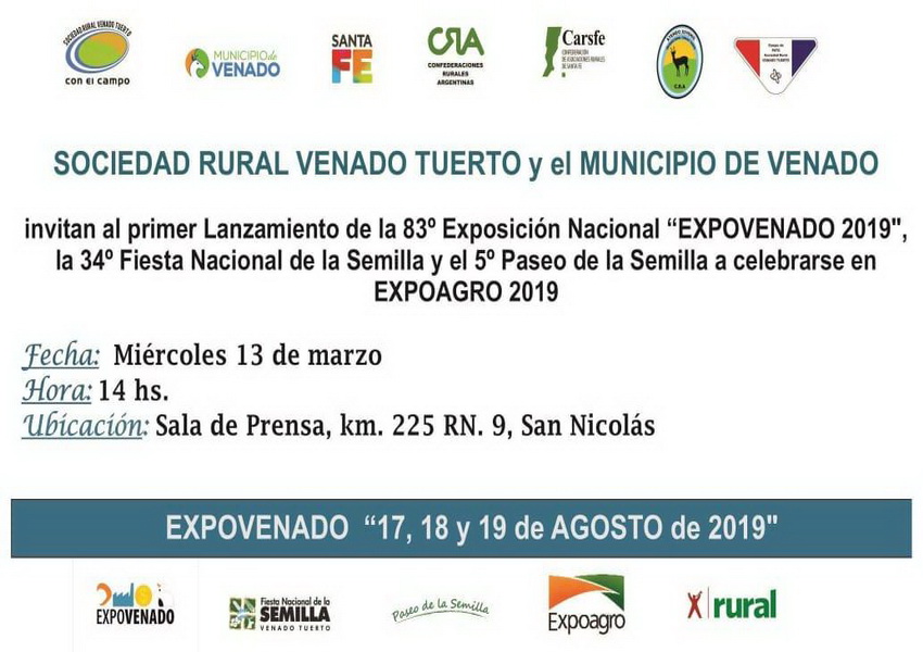 Lanzamiento de Expovenado 2019 en Expoagro