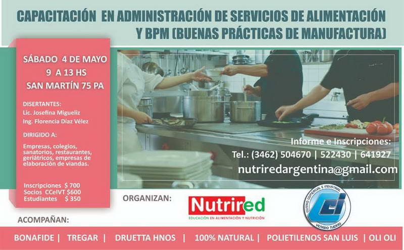 Capacitación en Administración de Servicios de Alimentación y BPM