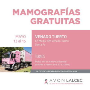 El mamógrafo móvil de avon-Lalcec estará en Venado Tuerto El mamógrafo móvil de avon-Lalcec estará en Venado Tuerto