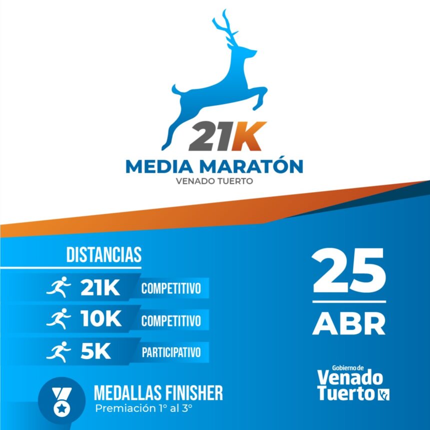Para celebrar el 137º aniversario de Venado Tuerto se realizará una media maratón en la ciudad