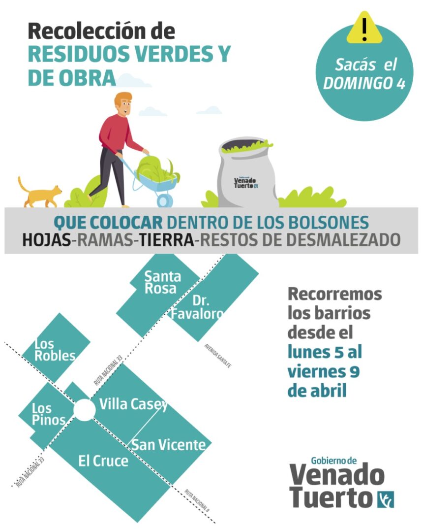 Recolección de restos verdes y de obra domingo 4 de abril