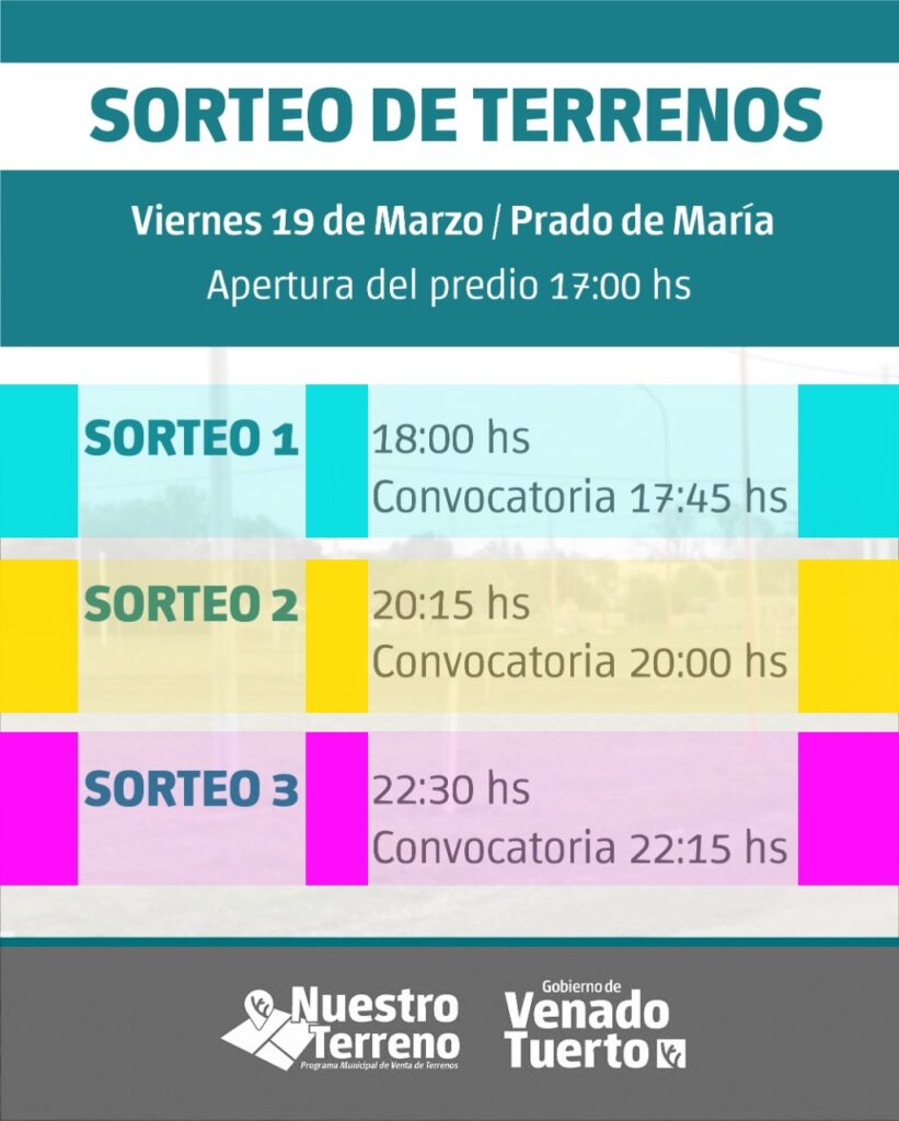 Este viernes se realizará el sorteo de terrenos municipales en el Prado de María