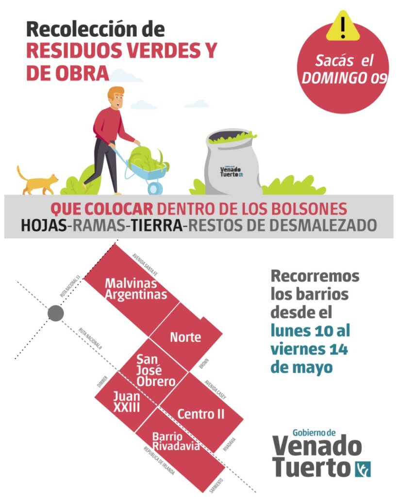 Recolección de Restos Verdes y de Obra- Domingo 9 de mayo