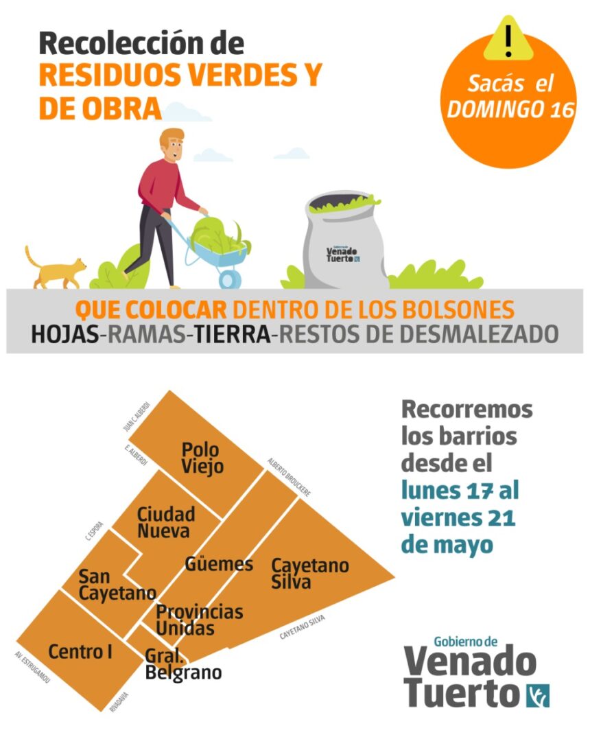 Recolección de Residuos Verdes y de Obra- Domingo 16 de mayo