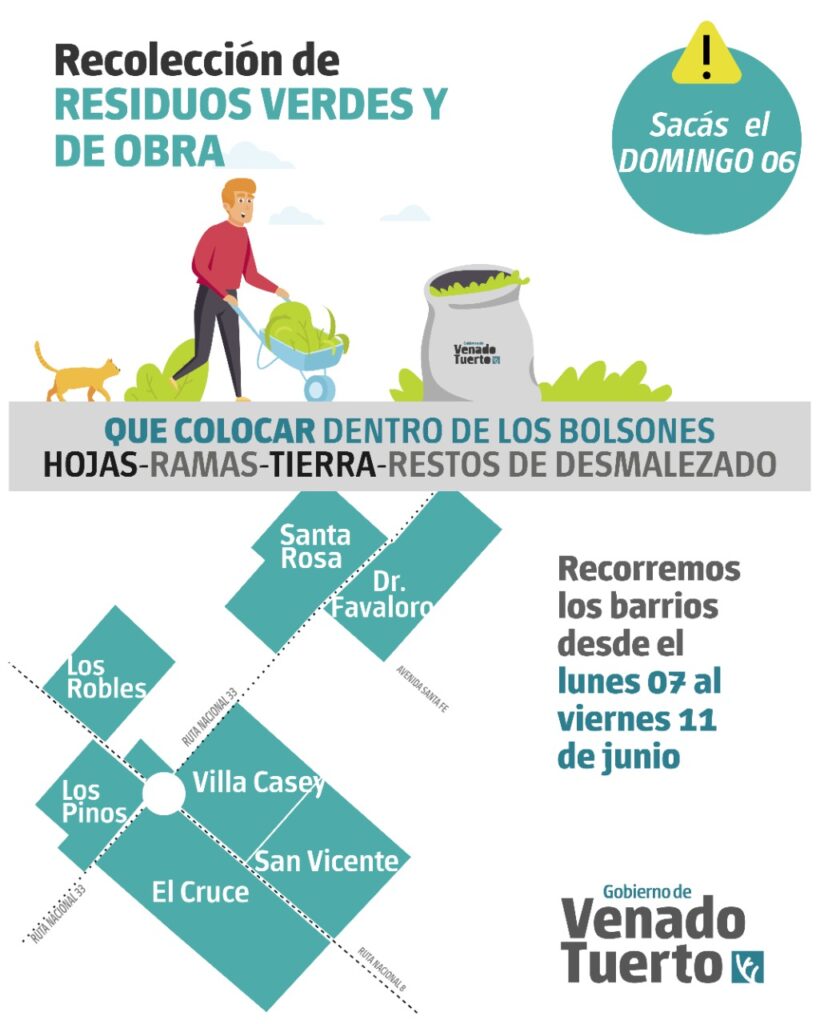 Recolección de Restos Verdes y de Obra- Domingo 6 de junio