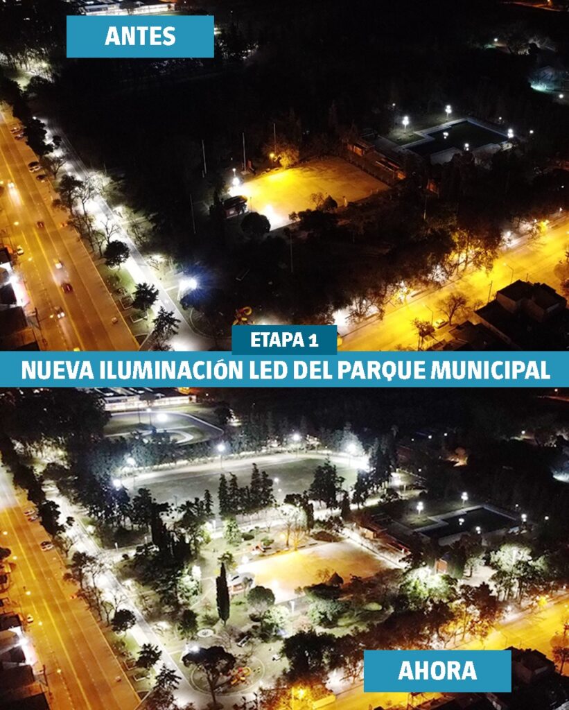El intendente Chiarella, el senador Enrico y autoridades de la Eléctrica inauguraron la nueva iluminación led en el Parque Municipal