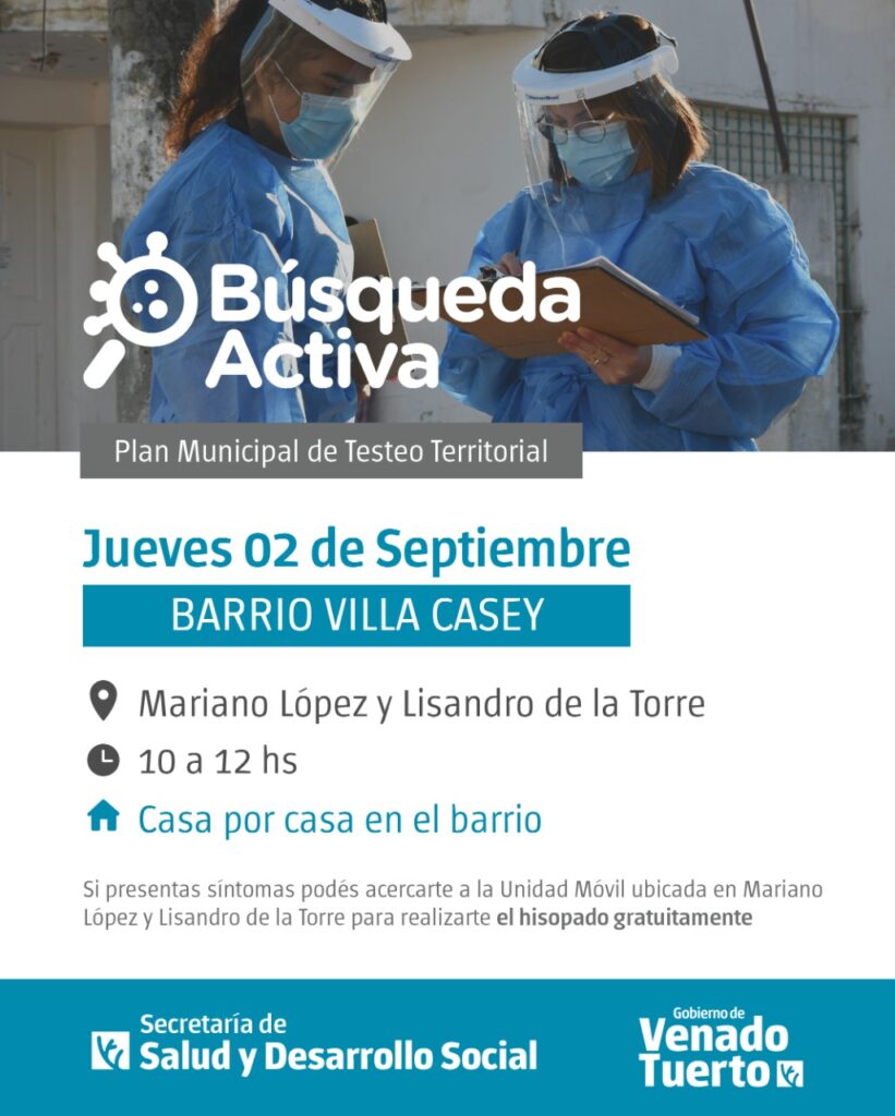 Jornada de testeos del programa “Búsqueda Activa” en barrio Villa Casey
