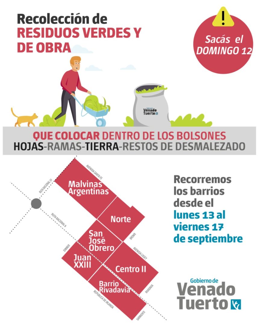 Recolección de restos verdes y de obra- Domingo 12 de septiembre