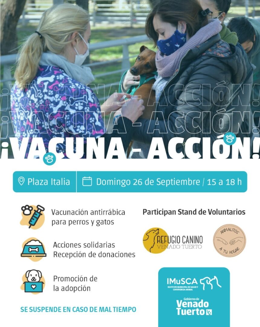 Salud Animal: Jornada de “Vacuna-Acción” en plaza Italia