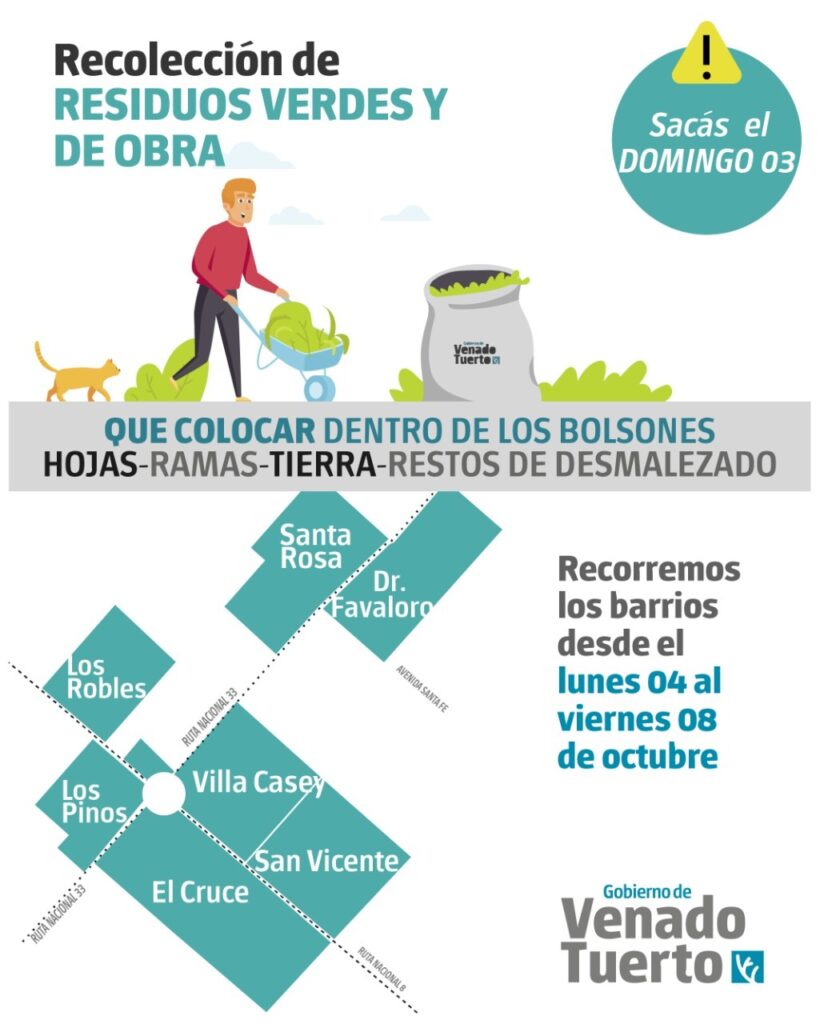 Recolección de Restos Verdes y de Obra- Domingo 3 de octubre