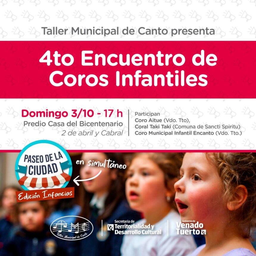 Los coros infantiles tendrán su Cuarto Encuentro en el Parque de la Niñez