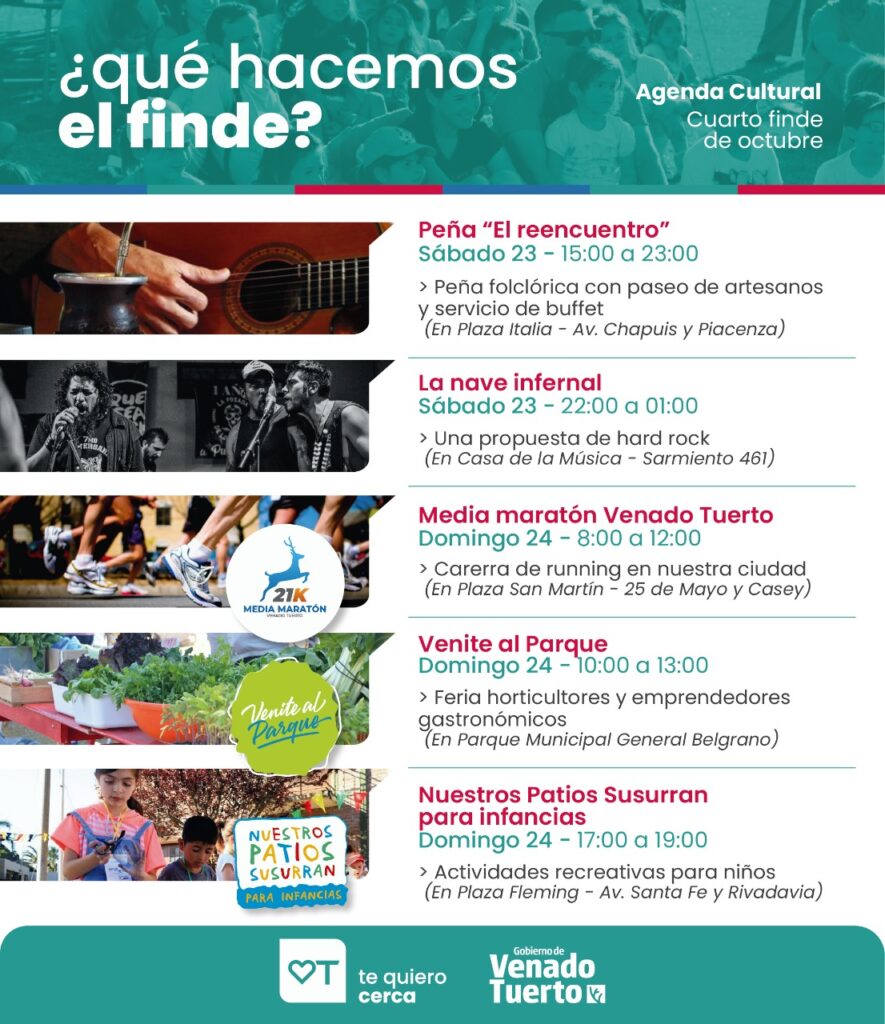 Múltiples actividades culturales para un finde diferente en Venado Tuerto