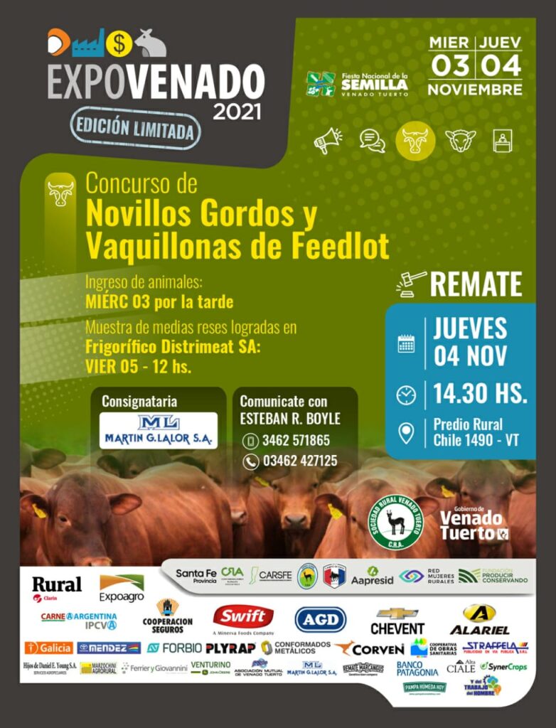 La mejor expectativa para el Concurso de Novillos Gordos y Vaquillonas de Feedlot en ExpoVenado 2021