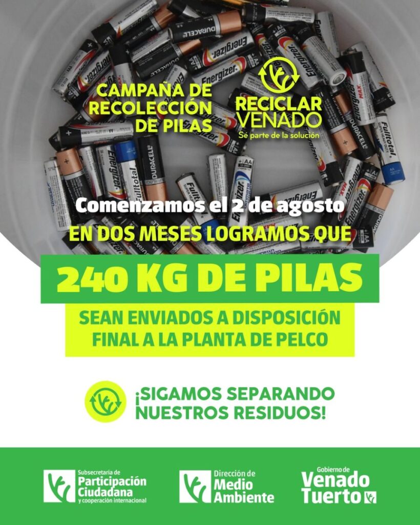 “Reciclar Venado” recolectó 240 kilos de pilas en desuso desde el inicio de la campaña