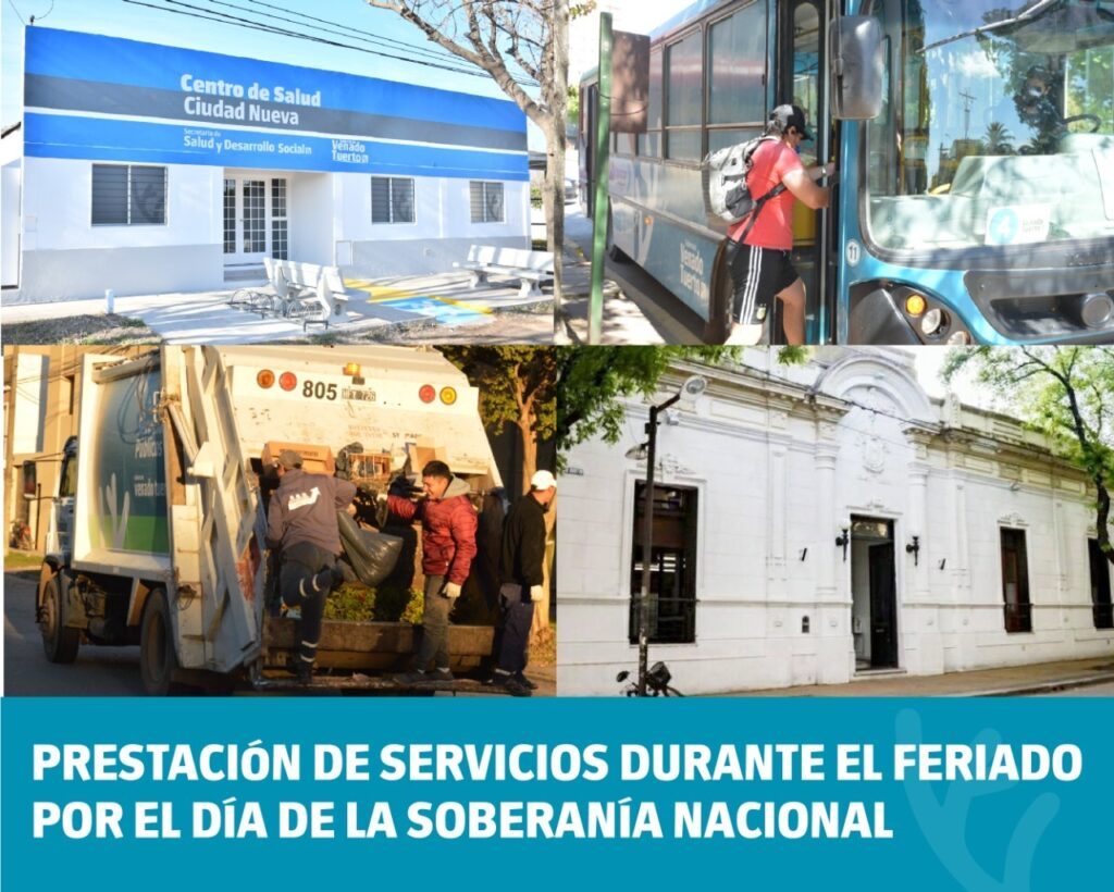 Servicios municipales durante fin de semana de feriados por el Día de la Soberanía Nacional y fines Turísticos