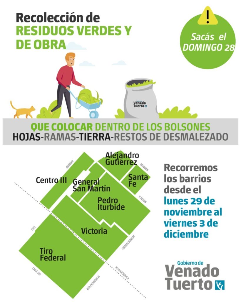 Recolección de restos verdes y de obra- Domingo 28 de noviembre