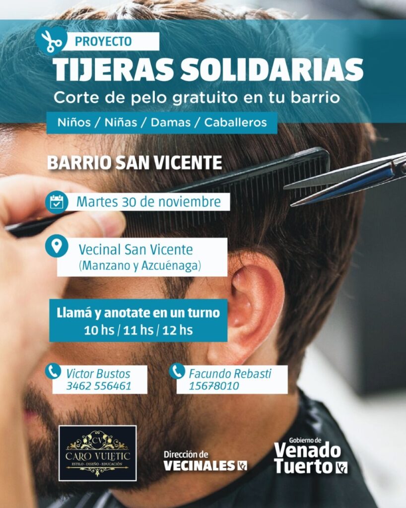 “Tijeras Solidarias” lleva su servicio de corte de cabello gratuito al barrio San Vicente