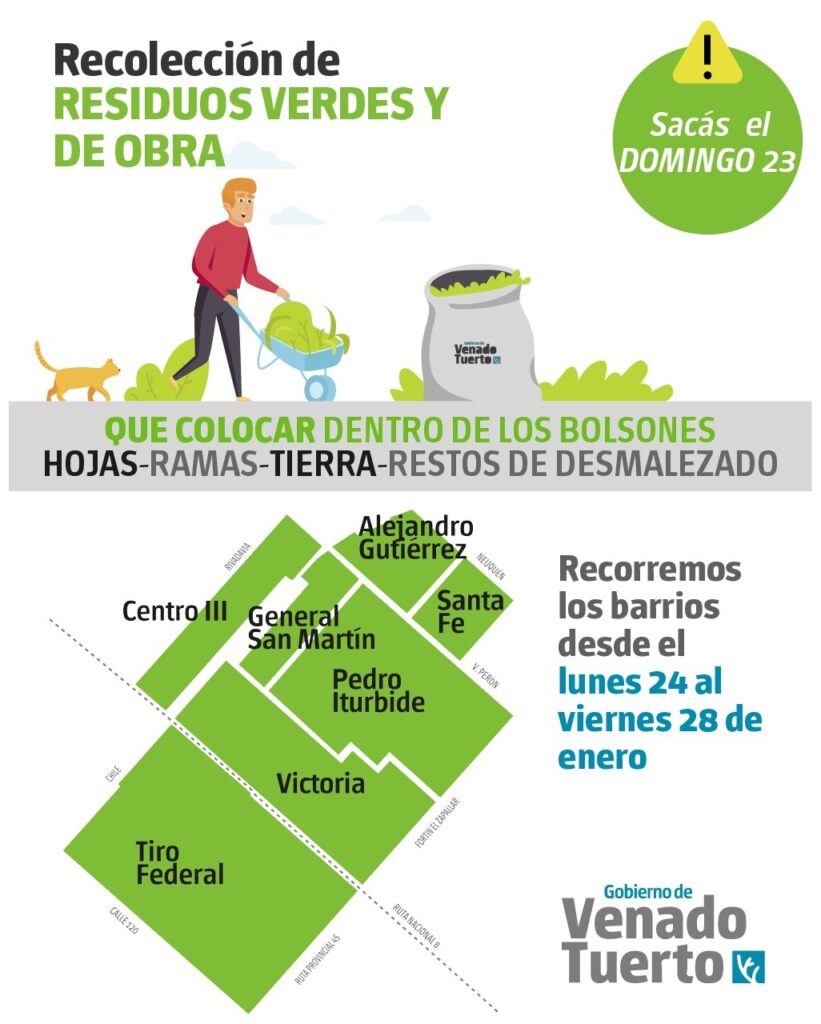Recolección de restos verdes y de obra-Domingo 23 de enero