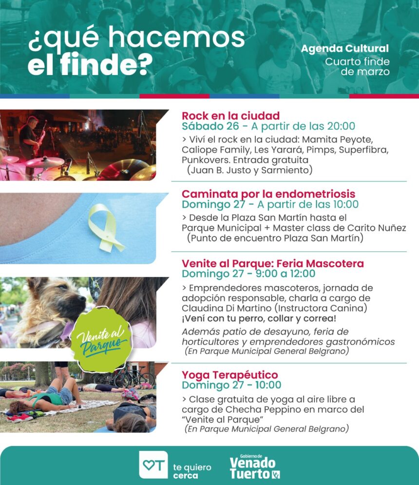 Venado Tuerto se prepara para un finde con mucha actividad cultural, deportiva y de emprendedores