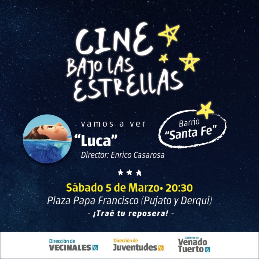 Cine al aire libre con la presentación de “Luca” en plaza Papa Francisco