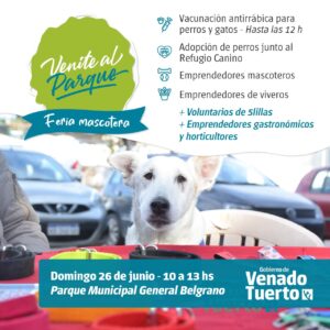 Feria Mascotera y adopción de perros en el “Venite al Parque” del domingo