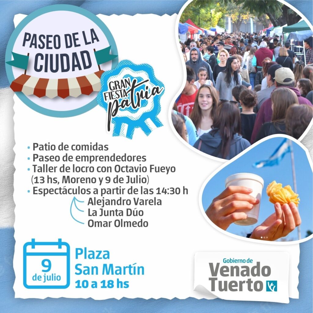 Gran festejo patrio con emprendedores y huerteros en plaza San Martín