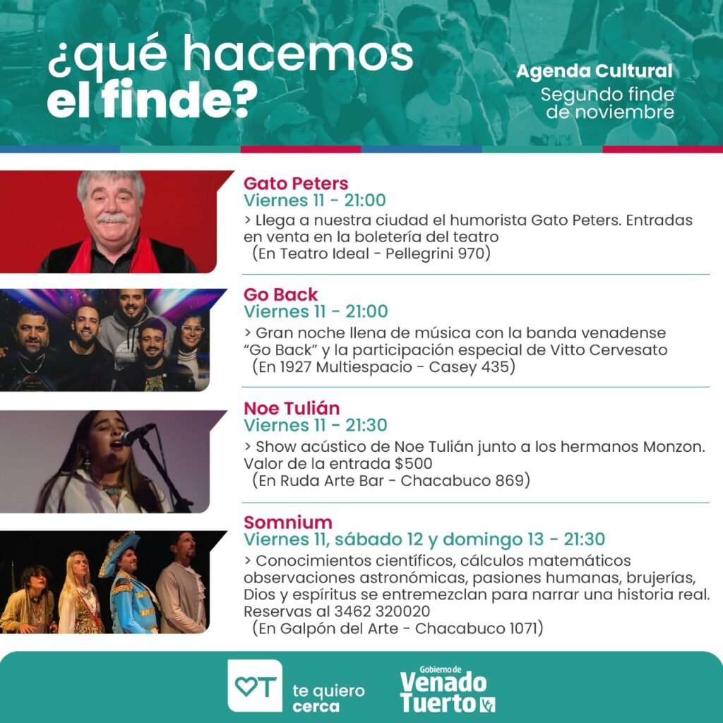 Venado Tuerto se prepara para otro fin de semana cargado de actividades