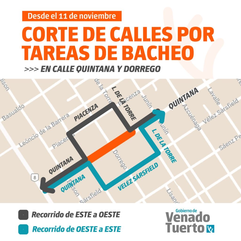 Corte de calles por tareas de bacheo