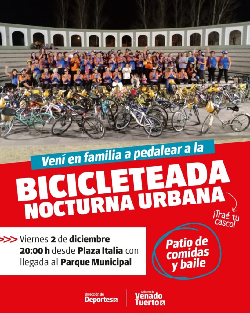 “Bicicleteada Nocturna Urbana” para compartir en familia