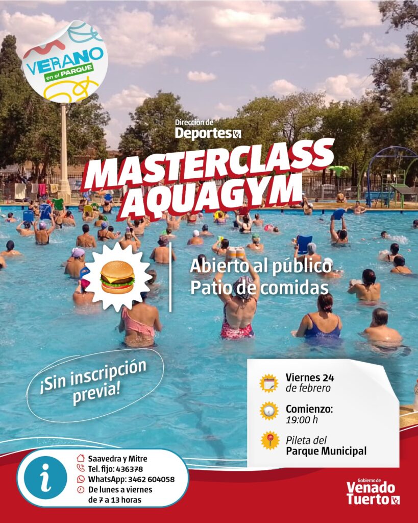 Se viene una Masterclass de Aquagym en el Parque Municipal