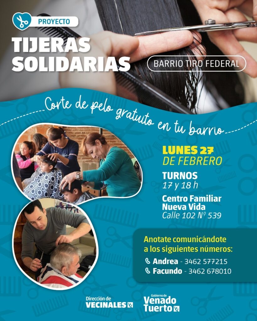 El proyecto “Tijeras Solidarias” prestará servicios en el barrio Tiro Federal
