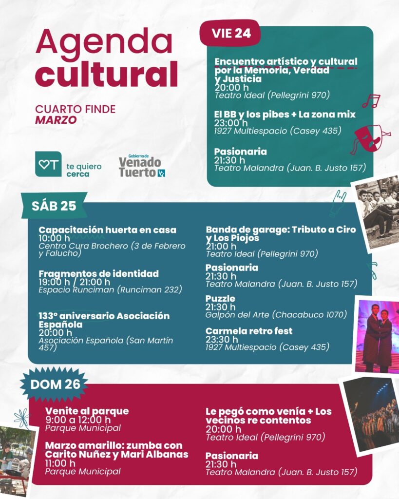 Eventos por el Día de la Memoria y otras propuestas en la agenda del finde