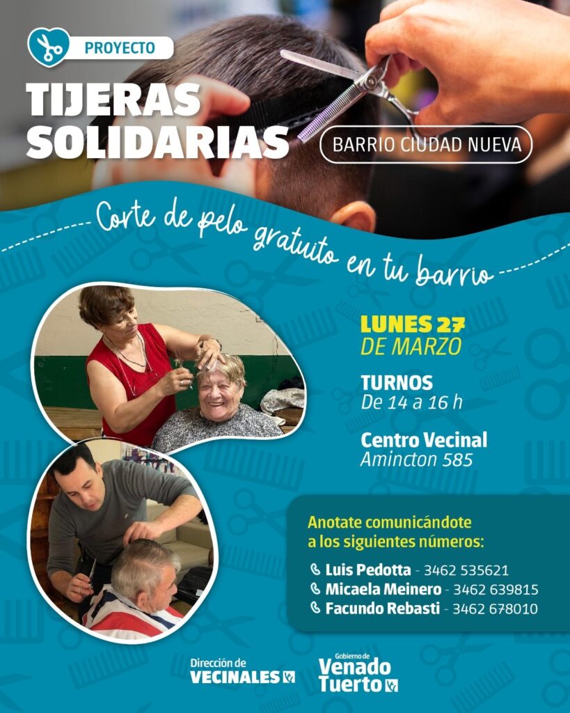 “Tijeras Solidarias” brindará cortes de pelo gratuitos en la vecinal del Ciudad Nueva