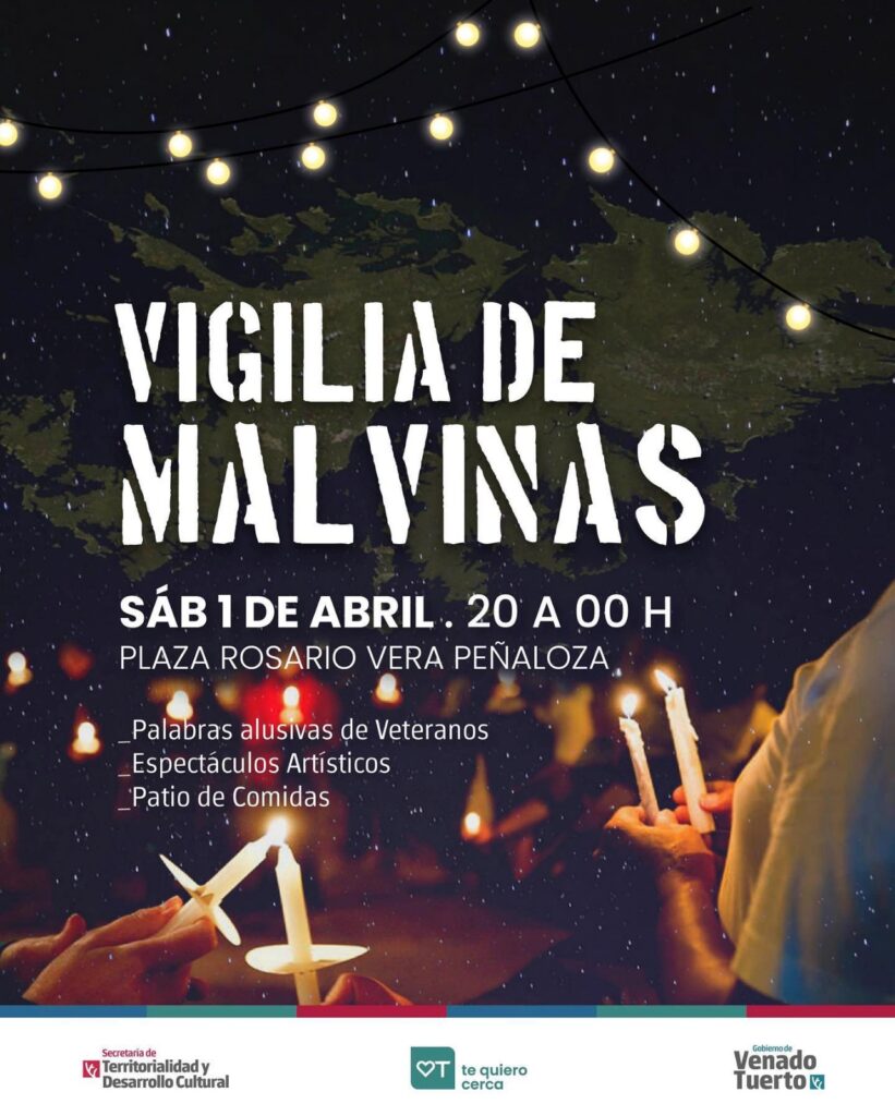 Vigilia de Malvinas a 41 años de la guerra en la plaza Vera Peñaloza