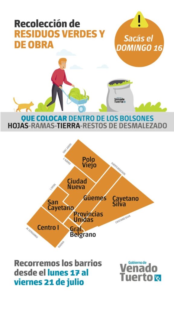 Recolección de restos verdes y de obra. Domingo 16 de julio