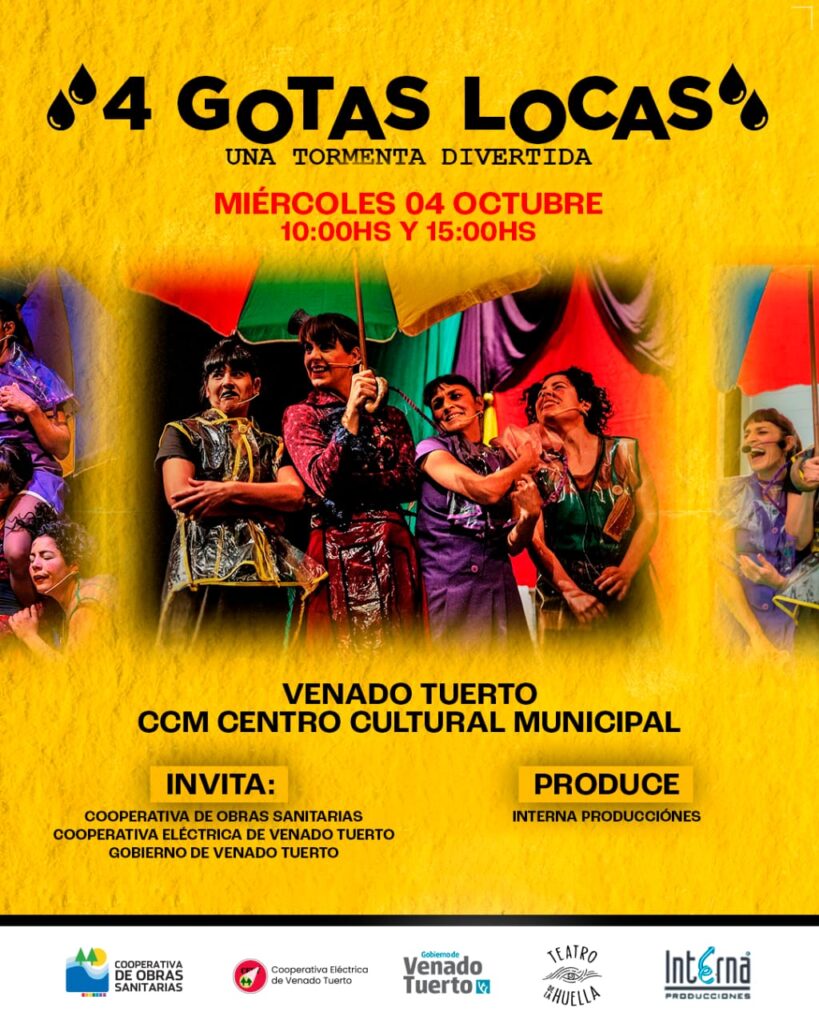 “4 Gotas Locas”, la historia de una tormenta divertida que llega al Cultural