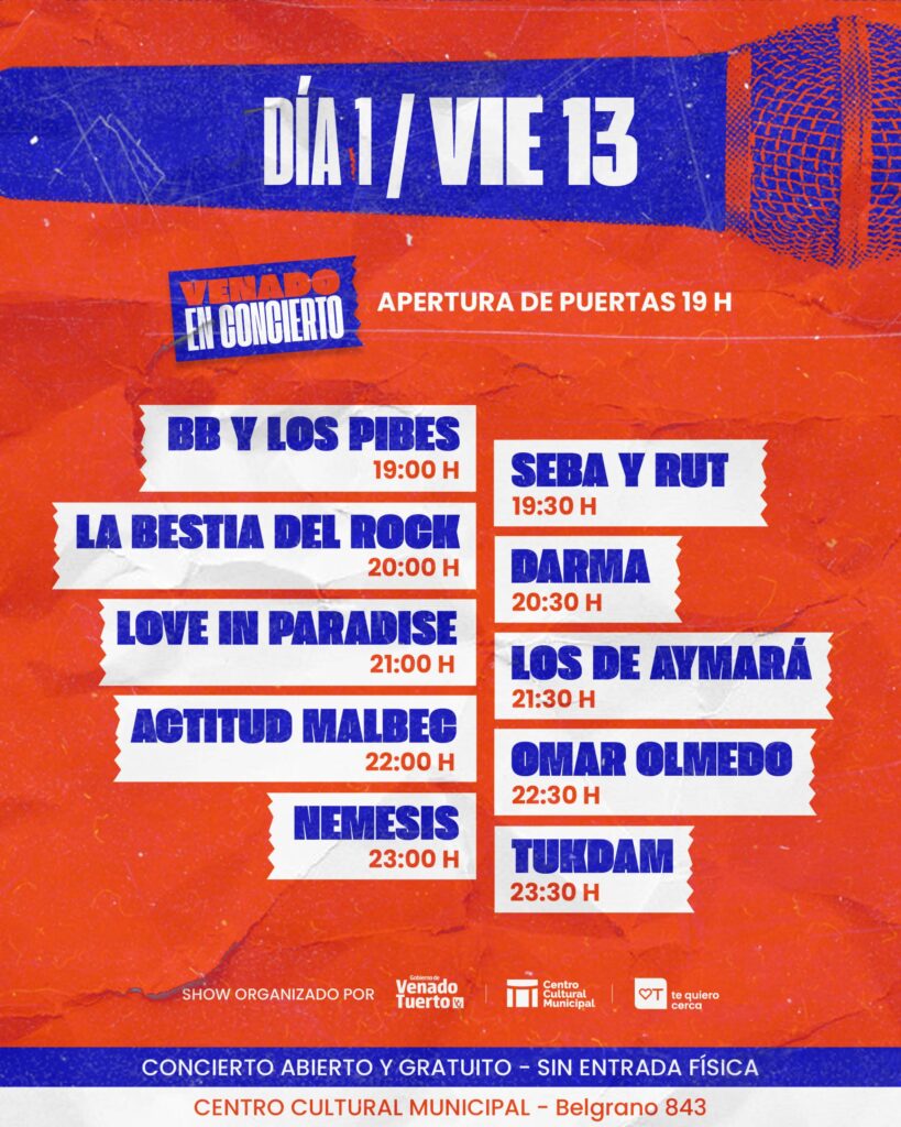 “Venado en Concierto” ya tiene grilla de días y horarios de los espectáculos