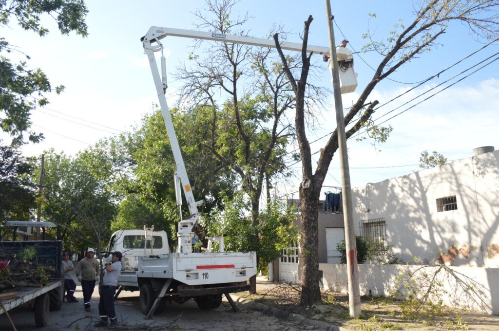 Trabajos de corte de pasto en plazoleta Marcos Zar