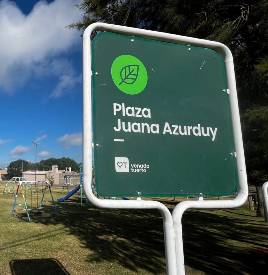 El Gobierno de Venado Tuerto y la Cooperativa Eléctrica inauguran las luces led en plaza Juana Azurduy