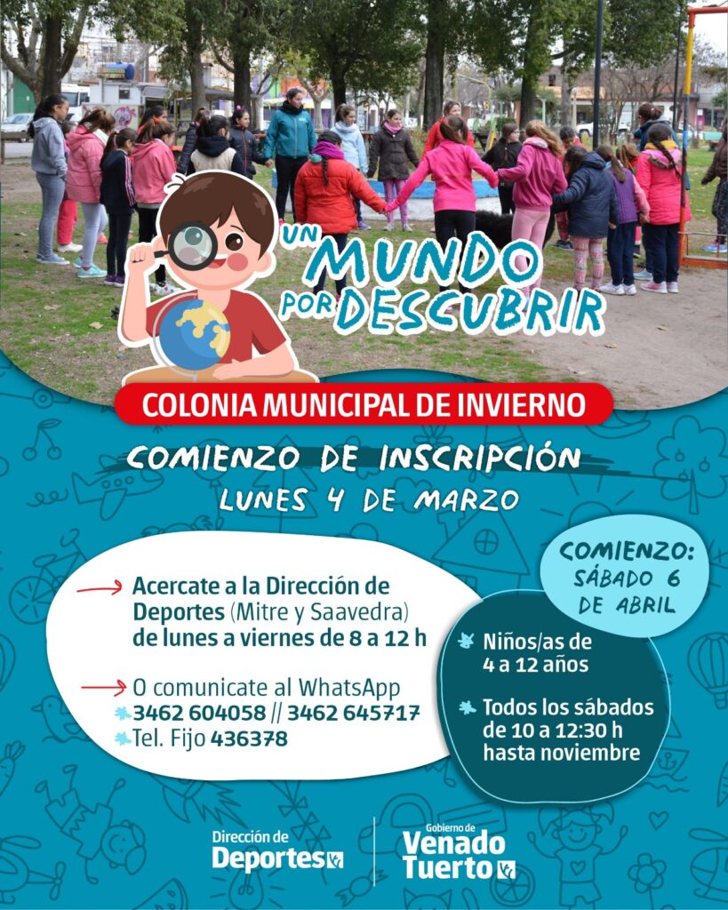 A partir del lunes se abre la inscripción para la Colonia Municipal de Invierno