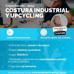 Impulso Emprendedor. Curso sobre Costura Industrial y Upcycling dictado por Giselle Turdó