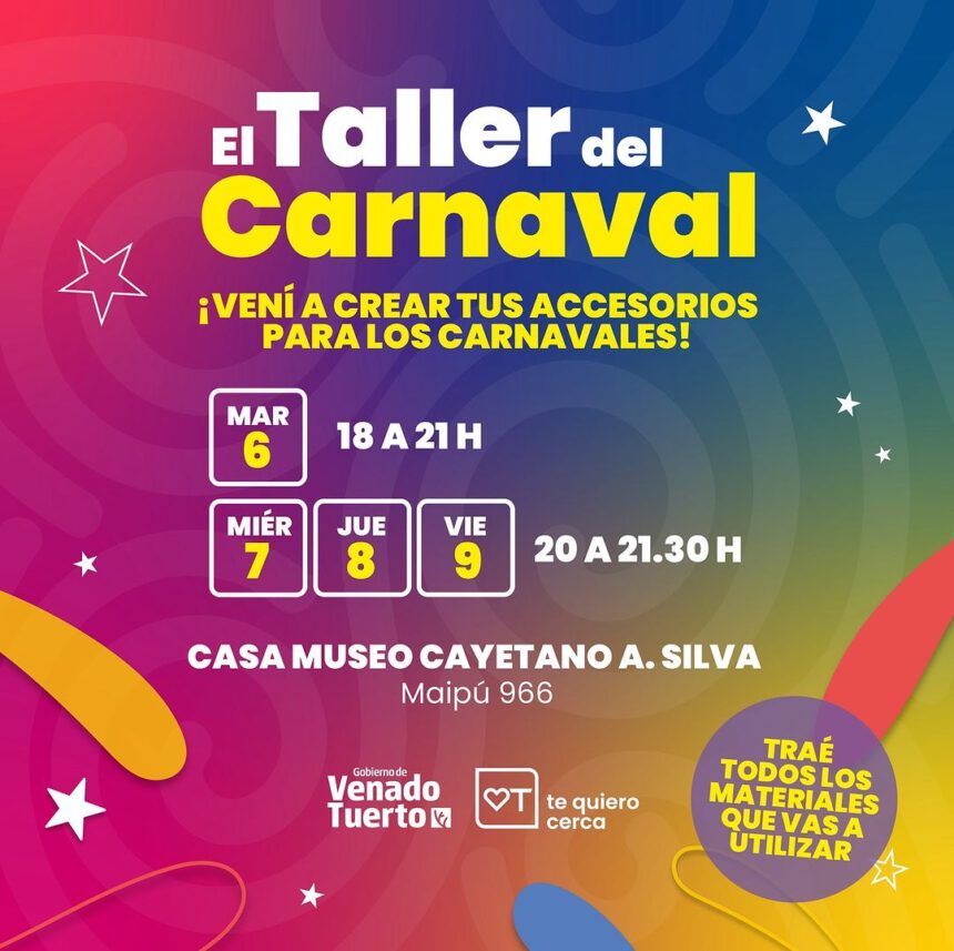 Invitación del Gobierno municipal para que confecciones tus propios accesorios para carnaval