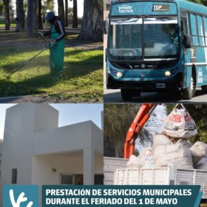 Prestación de servicios municipales durante el feriado del 1 de Mayo