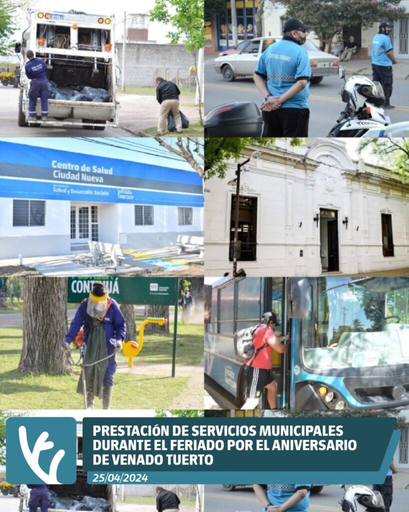 Prestación de Servicios Municipales durante el feriado por el Aniversario de Venado Tuerto